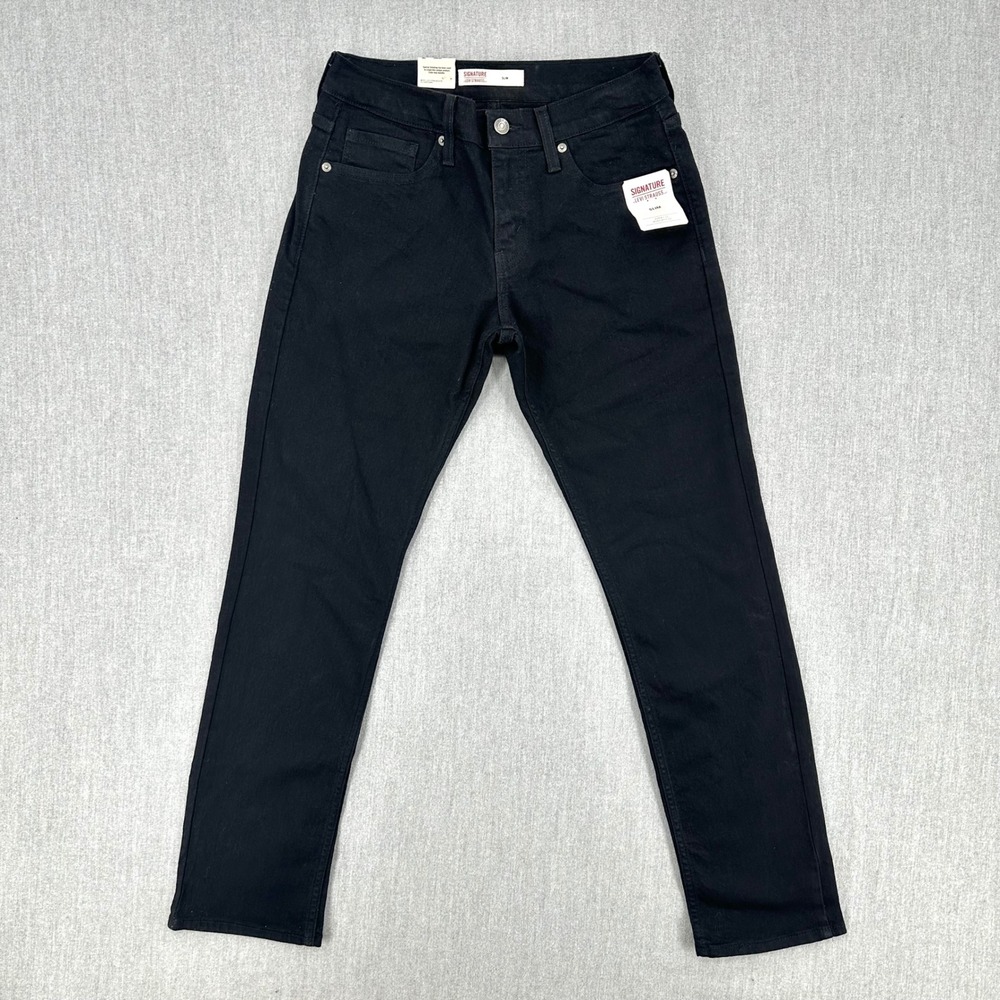Signature By Levi Strauss Jeans Mens 29x30 Black Slim Super Flex Denim NWT